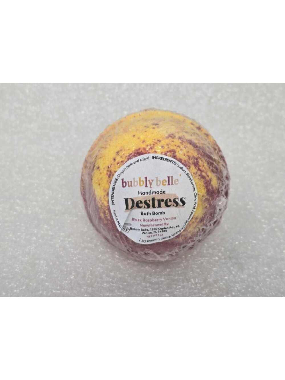 Bubbly Belle Handmade Destress Bath Bomb Black Raspberry Vanilla Relaxation Spa